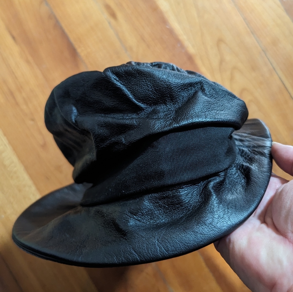Rare hard to find leather hat vintage Helen yoffe